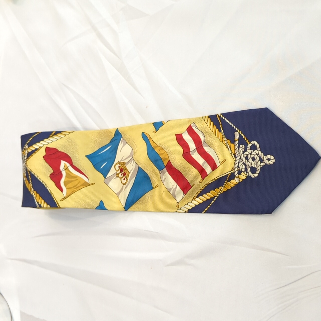 Scappino Blue  Yellow Nautical Theme Silk Tie